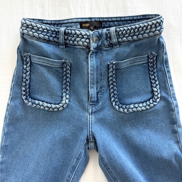 Maje Platane Braided Trim High Rise Denim Jeans - Picture 3 of 7